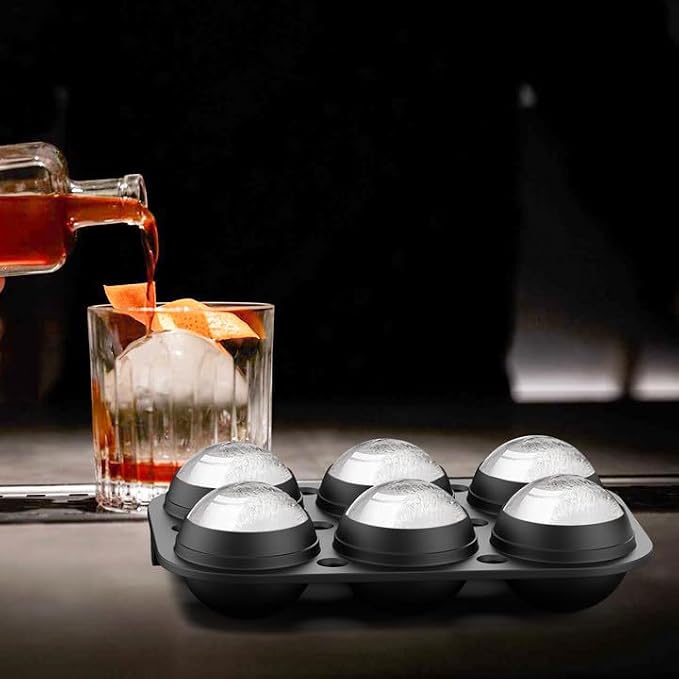 ROTTAY Ice Cube Trays (Set of 4), Sphere Ice Ball Maker with Lid & Large Square Ice Cube Maker for Whiskey, Cocktails and Homemade, Keep Drinks Chilled | Perfect for Whiskey, Cocktails, Bourbon, and Homemade Drinks, Creating Slow-Melting Ice That Keeps...
