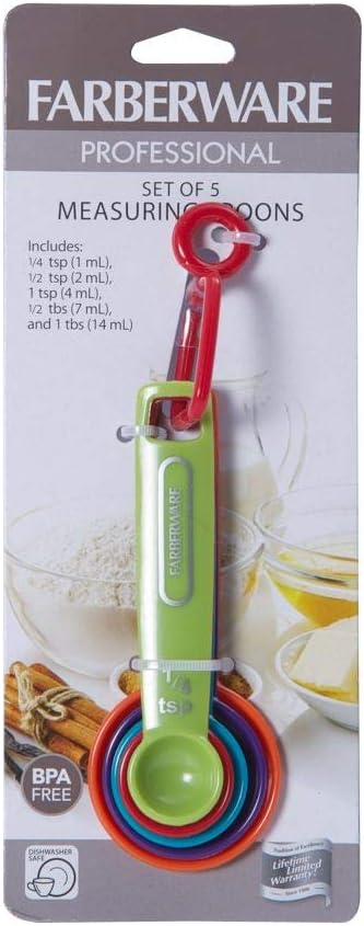 Farberware Professional Plastic Measuring Spoons, Set of 5, Colors may vary