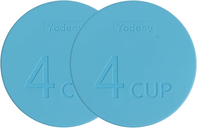 Yodecy Silicone 4Cup Bowl Lids fit Pyrex Glass Bowls 7201-PC 4 Cup, Yodecy Silicone Bowl Lids fit Anchor Hocking Glass Bowls 7201-PC 4 Cup,Replacement Lid(2 Pack Blue)