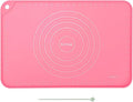 Silicone Pastry Mat 24"*16" Extra Thick Non Stick Baking Mat Food Grade Silicone Dough Rolling Bake Mat with Edge Heightening Pink