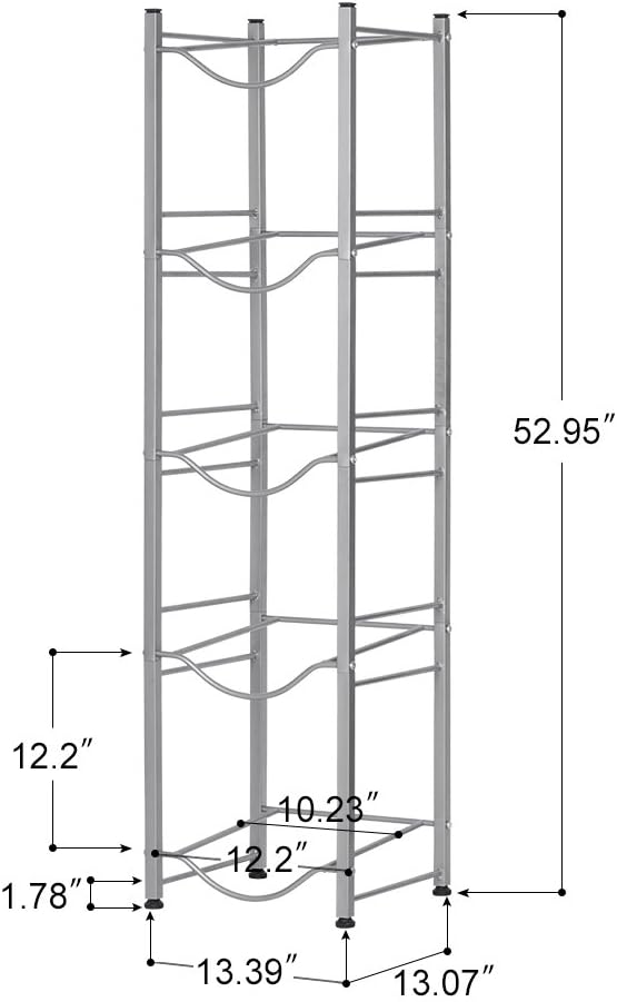 LIANTRAL 5-Tier Water Cooler Jug Rack, 5 Gallon Bottle Storage, Detachable Heavy Duty Holder for Home, Office (Silver) | 5-Tier Silver,Heavy-Duty Steel,Rustproof,Easy Assembly,Floor Protection,Save Space, Detachable,Perfect for Home, Kitchen