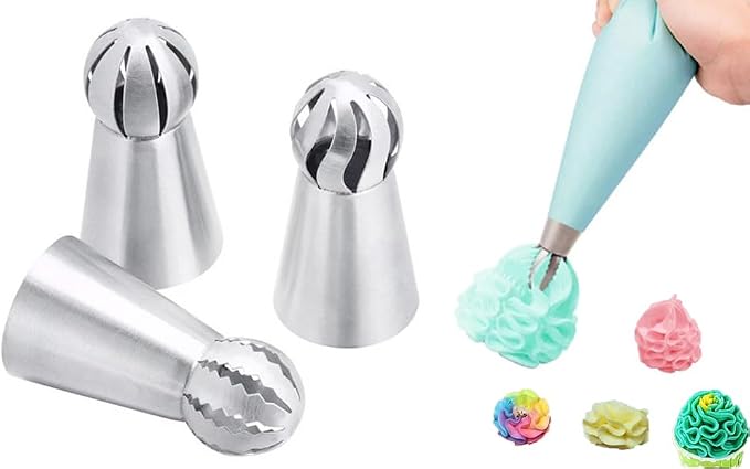 Russian Ball Piping Tips Set with Bags, Cake Frosting Flower Decorating Kit