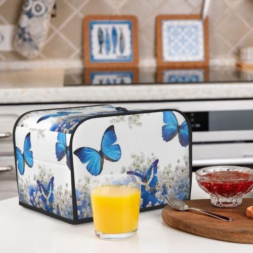 Toaster Cover 4 Slice with Butterfly Pattern Dustproof Protection | Waterproof Fingerprint Wide Slot Reusable for Kitchen Small Appliance