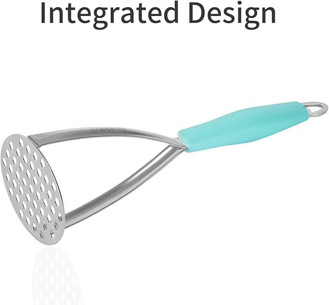 Joyoldelf Heavy Duty Stainless Steel Potato Masher, Professional Integrated Masher Kitchen Tool & Food Masher/Potato Smasher with Silicone Handle, Perfect for Bean, Vegetable, Fruits, Avocado, Meat