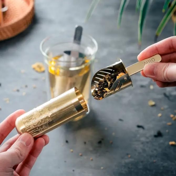 Tea Infuser Spoon For Loose Leaf Tea Filter Stainless Steel Popsicle Tea Stick Tea Spoon Diffuser Long-Handle Tea Filter Easy to Carry Tea Strainer Pipe Steeper(Silver)