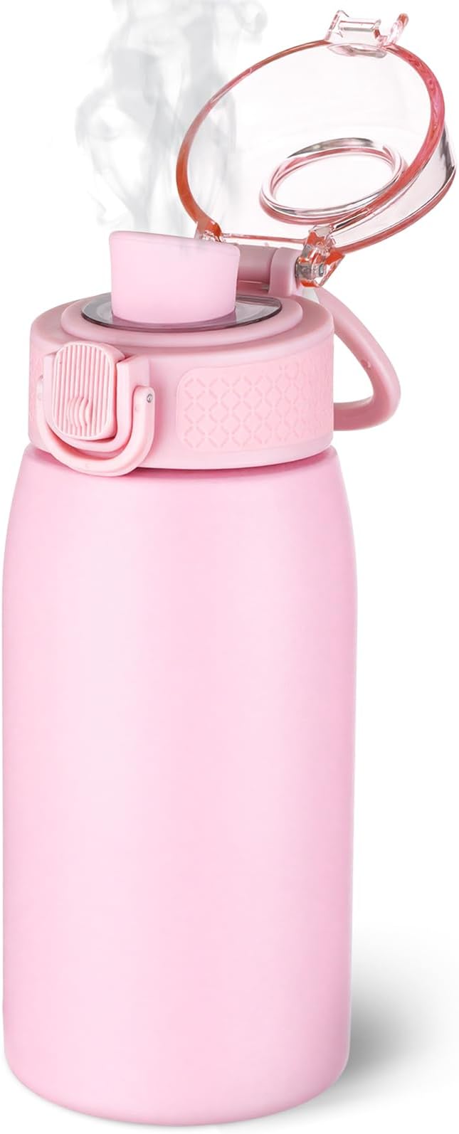 Insulated Water Bottle 12 oz with Dustproof Lid, Carry Handle & Tea Infuser, BPA-Free & Leakproof, Stainless Steel Water Bottles Ideal for Fitness, Hiking, Office & Outdoor Use （Water Pink ）