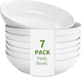 DeeCoo 7 Pack Porcelain Pasta Bowls Ceramic , Large Serving Bowl, Wide and Shallow, Set 8.3 Inch - 30 Ounce - for Pasta, Salad, Cereal, Soup & Microwave & Dishwasher Safe