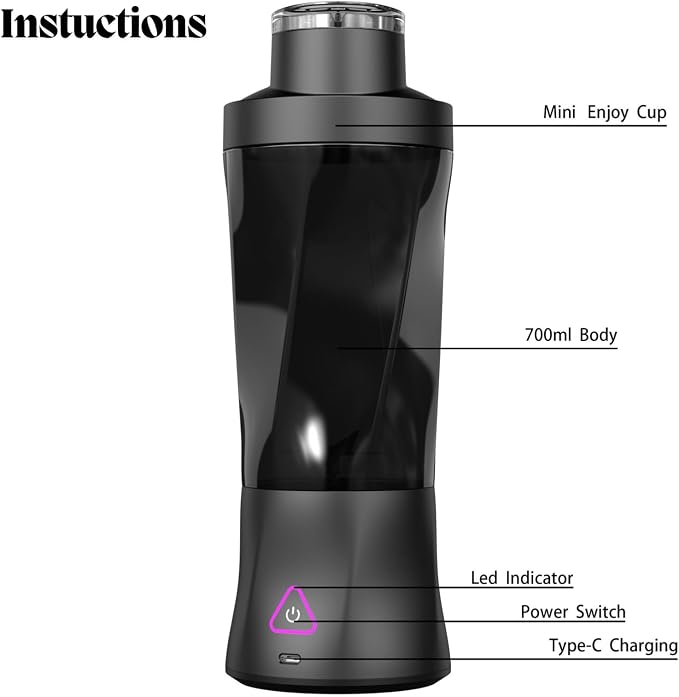 Portable Juicer Blender, USB Rechargeable Smoothie Maker with 6 Upgraded Blades and 6000mAh Battery, 700ml/24oz Capacity, Ideal for Smoothies, Protein Shakes, Travel and Office (White)