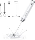 Maestri House Rechargeable Milk Frother,Stand & 3 Detachable Whisks | Lunafro Plus 8000RPM Turbo Motor, 1200mAh lithium battery, Handheld Milk Frother for, Cappuccino, Matcha & Protein Powder