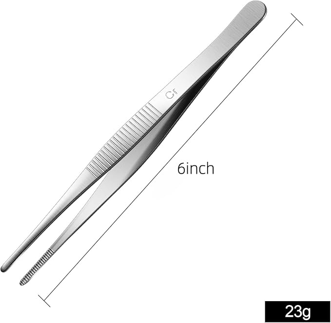 Aniso 6 Inches Stainless Steel garden tweezers | Precision Serrated, Non-slip handle For Hand-Made，succulent，Pick up an ice cube Kitchen and Dining Room