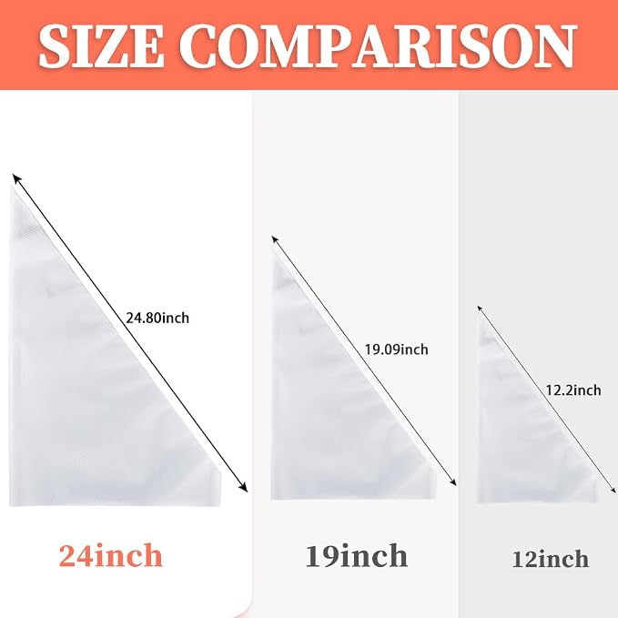 24 Inch Extra Large Piping Bags Disposable,50 Pack Thick Pastry Bags | with 6 Bag Ties,Anti Burst,Heavy Duty,Large Icing Bags,for Frosting,Cream,Pastry Filling,Cake Decorating bags