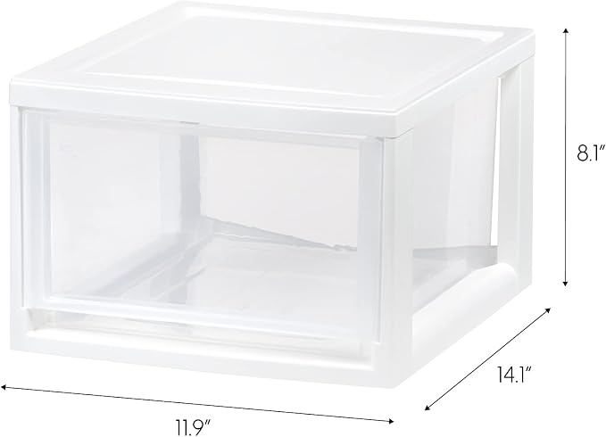 IRIS USA 3-Pack, 14.5 Qt. Stacking Drawer Storage Organizer, White | Store clothing, accessories, pantry items, and household essentials around your home with organized storage solutions