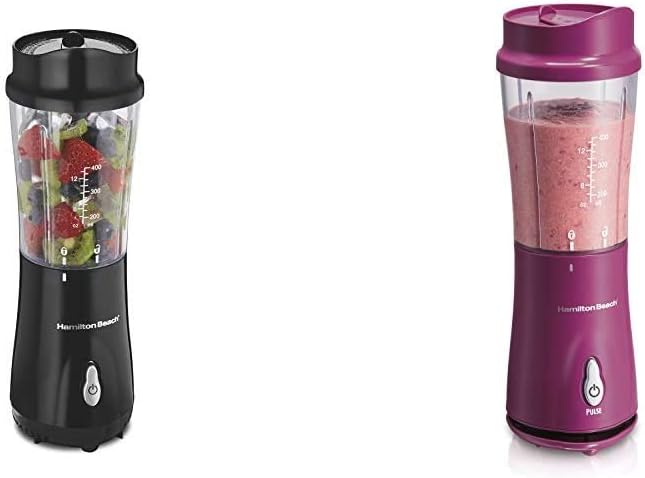 Hamilton Beach Personal Blender for Shakes and Smoothies with 14oz Travel Cup and Lid, Black (51101A & Personal Blender for Shakes and Smoothies with 14oz Travel Cup and Lid