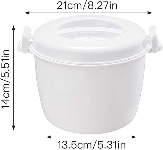 Microwave Rice Cooker, BPA-Free Rice Cooker Microwave, Cook Rice, Steam Vegetables & Reheat Meals, Dishwasher Safe for Dorm, Office & Small Kitchen (1.8L)