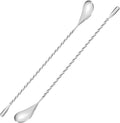 2 Pcs 12 Inch Bar Mixing Spoon Cocktail Spoon Stainless Steel Bar Long Spoon With Spiral Pattern