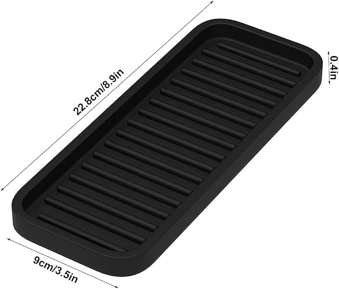 Small Silicone Heat Resistant Mat for Curling Iron, Heat Pad for Hot Hair Tools, Kitchen Sink Organizer Tray and Sponge Holder for Bathroom Counter, Groove Coasters for Drinks (Gray)