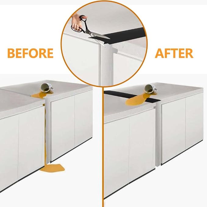 Stove Gap Covers Kitchen Counter Gap Covers (25 Inch, 2 Pack) Heat Resistant Oven Gap Filler Seals Gaps Between Stovetop and Counter, Easy to Clean, Black