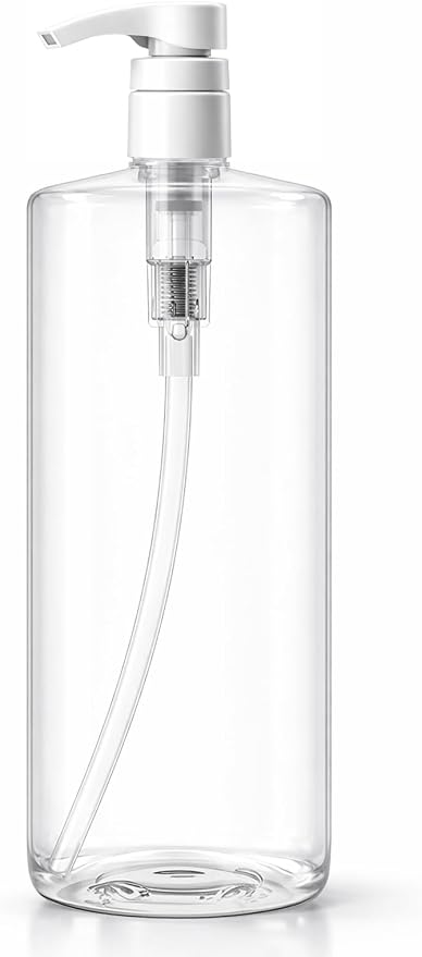 Bar5F Pump Bottle 32-Ounce 1-Liter Empty | For Shampoo Conditioner Body Wash Lotion, BPA-Free, Crystal-Clear, Pack of 1