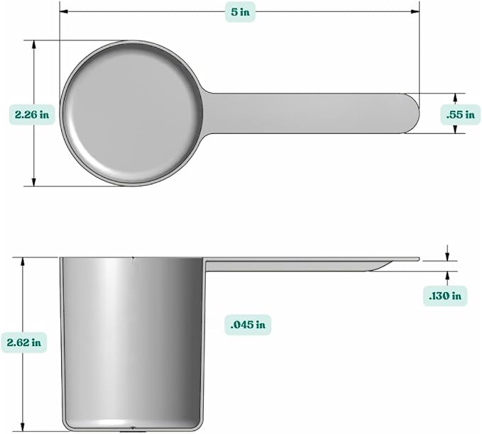 148 mL (148 CC | 5 Oz.) Long Handle Plastic Measuring Scoop for Coffee, Protein Powder, Pet Food, Spices, Grains, Dry Goods – Food-Grade BPA-Free (Pack of 100)