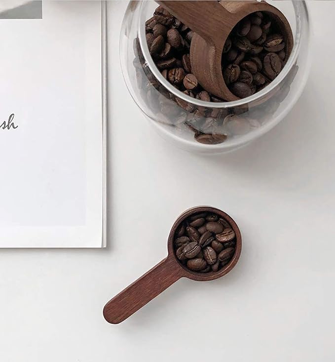 Coffee Spoons, ablespoon Scoop, Coffee Ground Spoon, Measuring for Ground Beans or tea, Soup Cooking Mixing Stirrer Kitchen Tools Utensils, 1 Wooden Tea Scoop (Walnut Wooden 3.86 in）