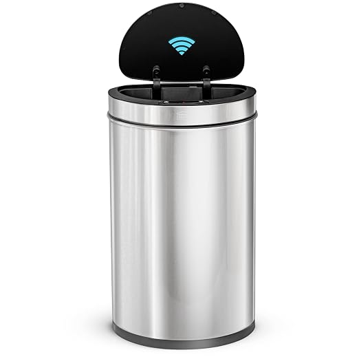Home Zone Living 13 Gallon Motion Sensor Trash Can with Automatic Lid | Stainless Steel with Touch Control Lid, Hands-Free Operation for Kitchens, Flat Back Semi-Round Shape, Silver