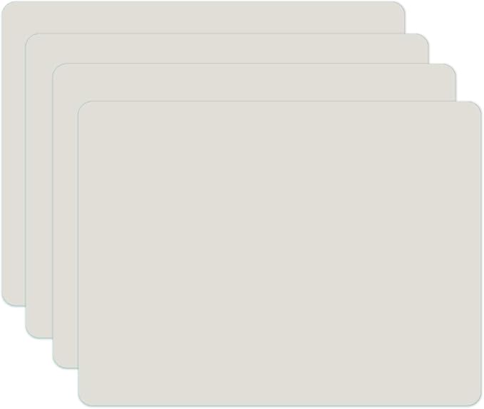 Silicone Placemats, Food-Grade Non-Slip Waterproof, Dining, Stain Resistant, Countertop Protector, Kitchen Counter Mat, Heat Resistant, Baking mat Dishwasher Safe (15.7x11.8Inch-4pack, White Gray)