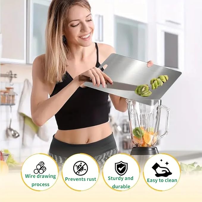 Katori Titanium Cutting Board for Kitchen, 100% Pure Titanium Chopping Board, Double Sided Food Grade Cutting Boards, Hygienic & Durable, Dishwasher Safe, Ideal for Meat, Vegetables & Fruits (M+L)