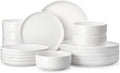 MALACASA 18 Pcs Porcelain Plates and Bowls Sets,Dinnerware Set for 6,White | Modern Ceramic Dishware,Kitchen Dining Ware,Microwave and Dishwasher Safe,Simple Solid White Design,Series LUNA