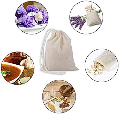 Pangda 20 Pcs Muslin Bags 8x10 Inches, Cloth Bags with Cotton Drawstring Fabric Gift Storage Pouches Bulk Sachet for Teas, Soaps, Candy, Jewelry, Wedding Party Favors DIY Craft and Home Decor