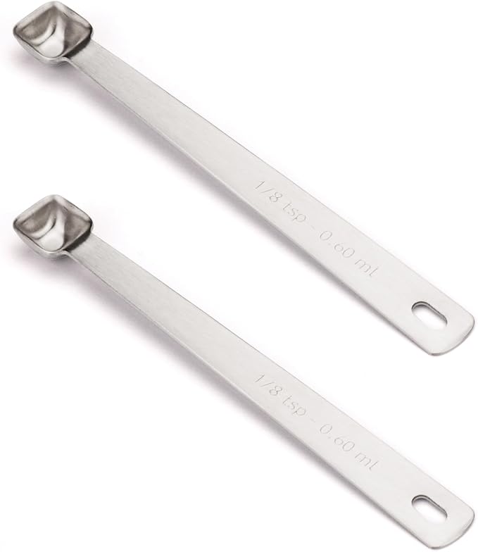 2PCS 1/8tsp(0.6ml) Tiny Measuring Spoon, Small Teaspoon for Tiny Amounts | High Precision, Food-Grade Stainless Steel, ‌Rust-Free, Dishwasher-Safe, Easy-Read Markings, Multi-Purpose, Sturdy & Durable