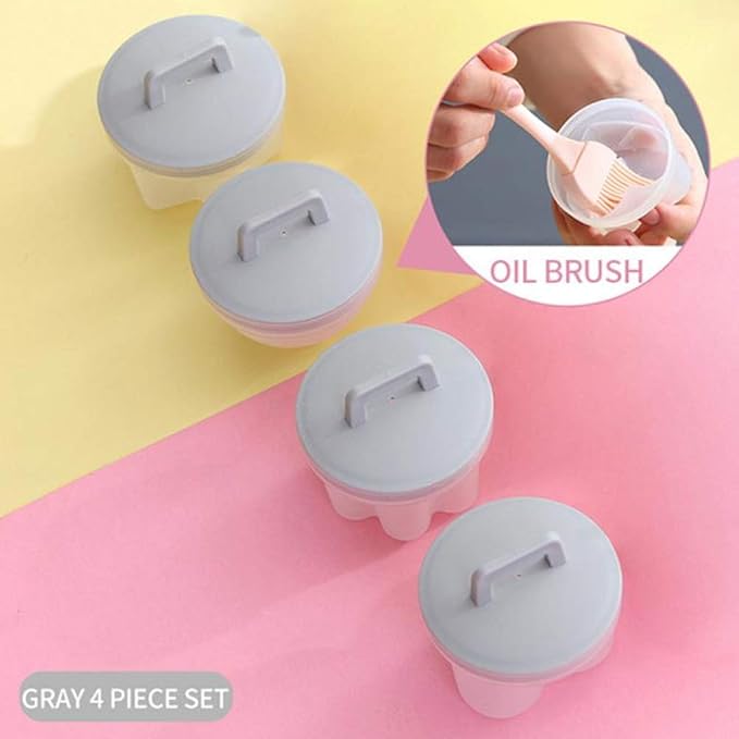 Boiled Egg Maker,4Pcs Plastic Cooker Boiler Pudding Mold with Oil Brush,Non-stick Poached Egg Cups,Fast Poaching Fun Design for Breakfast Kitchen Gadgets (Gray)