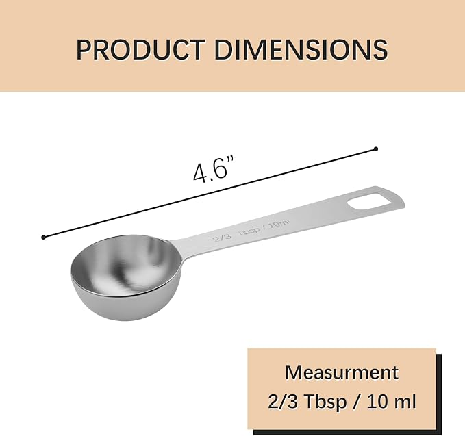 1PCS 2/3Tbsp(2tsp, 10ml) Measuring Spoon, Stainless Steel Teaspoon | High Precision, Food-Grade, ‌Rust-Free, Dishwasher-Safe, Easy-Read Markings, Multi-Purpose, Sturdy & Durable