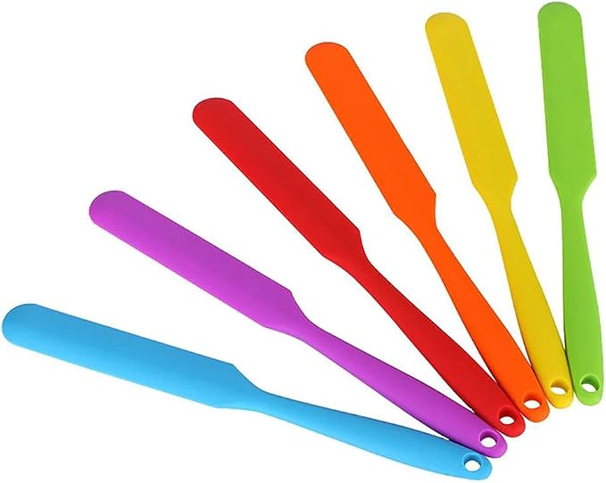 Small Silicone Spatulas Bulk for Kitchen, Baking, Cake Icing, Resin Craft(set of 6), Mini Silicon Scraper Tool, Jar Spatula with Long Handle Heat Resistant, Waxing Sticks Large with Slant for Hard Wax | Mini Silicone Spatula Bulk for Kitchen, Baking, C...
