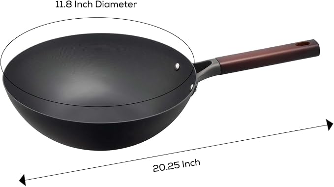 Helen's Asian Kitchen Pre-Seasoned Carbon Steel Wok, 12-Inch Stir Fry Pan