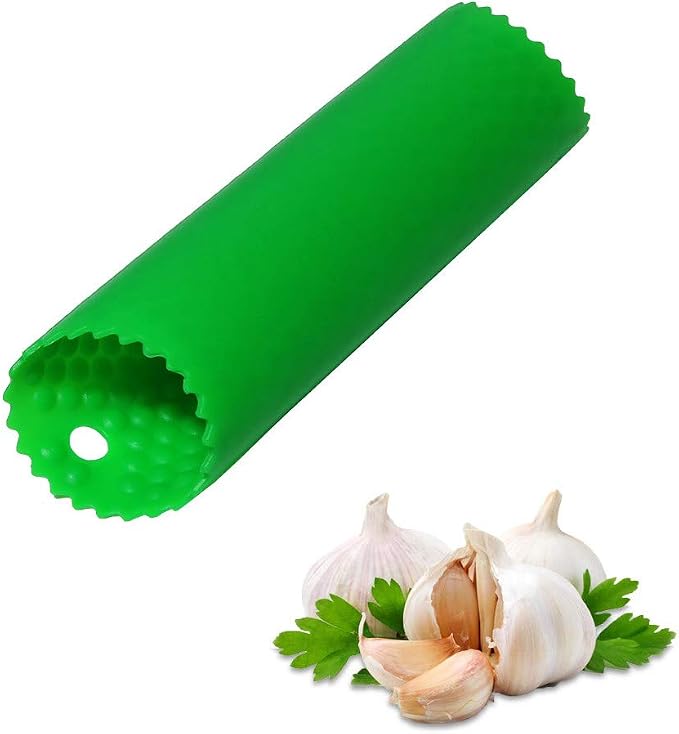 Sinnsally Garlic Peeler Skin Remover Roller Keeper,Easy Quick to Peeled Garlic Cloves with Silicone Tube Roller Garlic Peeling Kitchen Tool(Green)