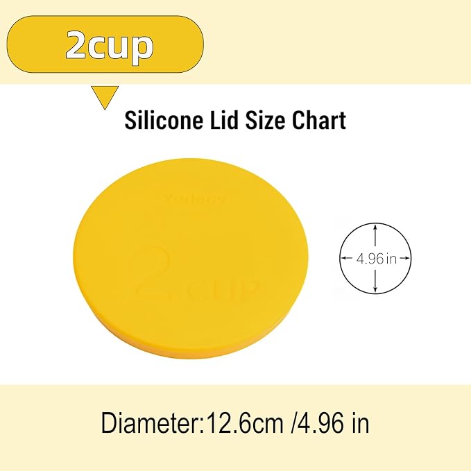Yodecy Silicone Bowl Lids fit Pyrex Glass Bowls 7200-PC 2 Cup, Yodecy Silicone Bowl Lids fit Anchor Hocking Glass Bowls 7200-PC 2 Cup,Replacement Lids 4.76in(4 Pack Yellow)