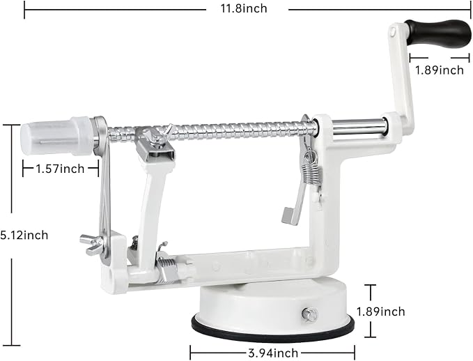 Apple Peeler Corer, 5 In 1 Apple Peeler Slicer Corer with Stainless Steel Blades and Powerful Suction Base for Apples and Potatoes(white)