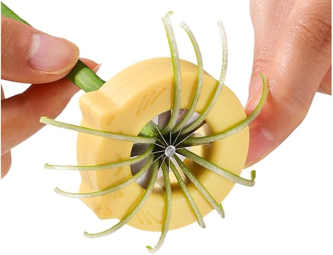 Professional Green Onion Shredder & Slicer - 12 Blade Stainless Steel Scallion Cutter with Safety Design, Perfect for Blooming Onion, Chili & Celery (1)
