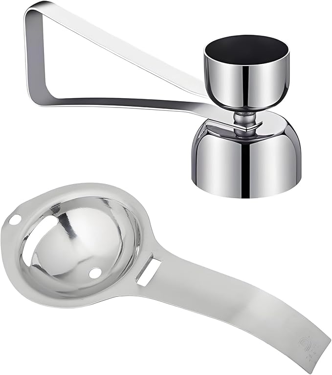 2-in-1 Egg Cracker Topper & Egg White Separator Set - Easy Open Raw Egg Shell with Elastic Ball, Yolk Separator Spoon for Baking, Cooking, and Craft (Kitchen Gadgets)