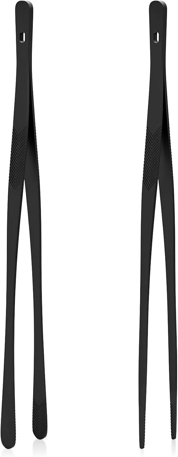 Tifanso 2PCS 12" Stainless Steel Precision Serrated Tongs for Cooking | Professional Chef Tweezers, Ideal for BBQ Pasta Salad & Food Serving, Durable Rust Resistant, Easy to Clean Kitchen Utensils