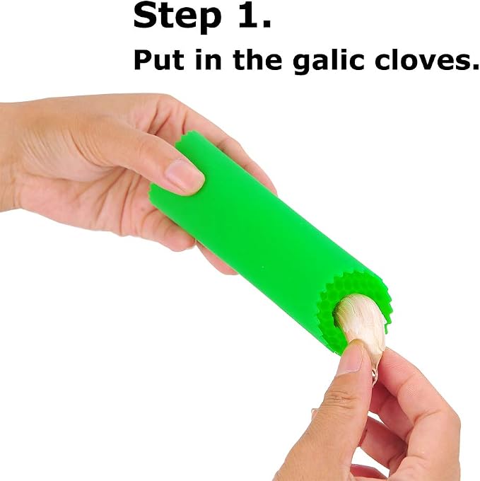 2 Set Peeler Silicone Easy Roll Tube Useful Garlic Odorfree Kitchen Tool (Yellow,Green)