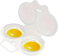 2-Cavity Nonstick Microwave Egg Poacher with Lid -White Plastic Egg Cooker for Perfect Poached Eggs