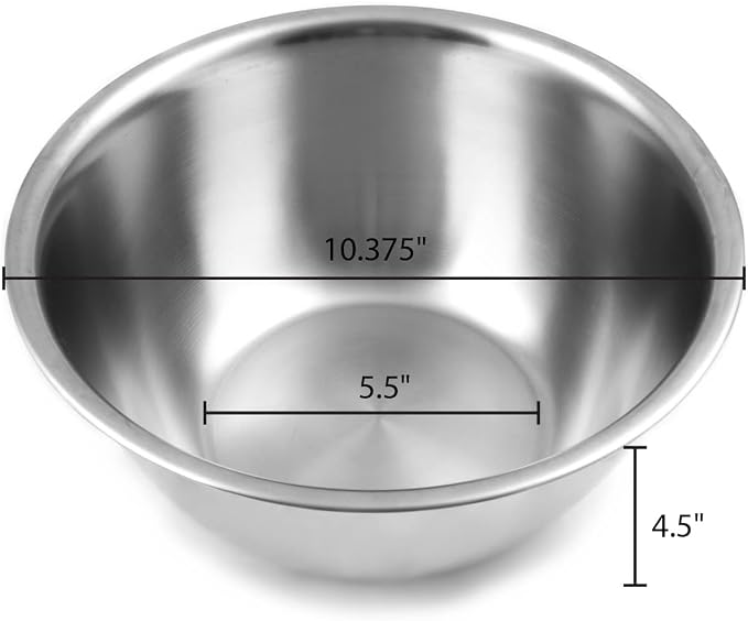 Fox Run Stainless Steel Large Mixing Bowl, 10.25 x 5.25 inches, 4.25 Quart Capacity | Prep, Mix & Serve | 4.25 Quart Capacity | Durable Stainless Steel | Dishwasher Safe | Smudge & Scratch Resistant Bowl