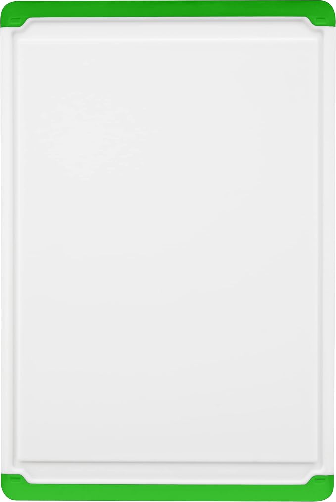 Extra Large Plastic Cutting Board for Kitchen - 18 Inch Dishwasher Safe Chopping Board, Reversible Cutting Board with Juice Groove + Non Slip Feet for Meat, Fruit, Vegetables, Green - by Belwares