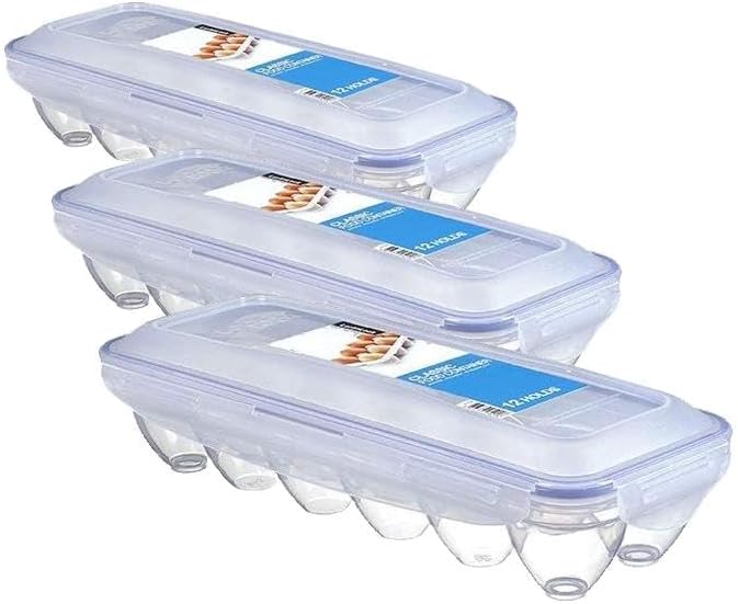 LocknLock Easy Essentials Specialty Dozen Egg Storage Container, 12-Cup (Pack of 3)