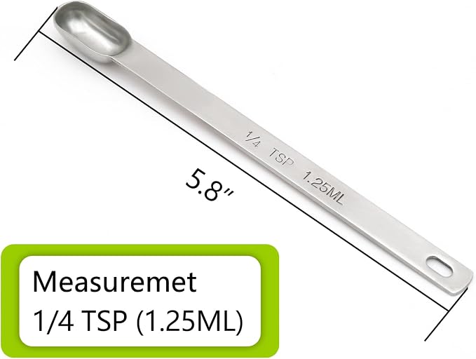 1PCS 1/4TSP(1.25ML) Measuring Spoon, Stainless Steel Long Handle Teaspoons | High Precision, Food-Grade Stainless Steel, ‌Rust-Free, Dishwasher-Safe, Easy-Read Markings, Multi-Purpose, Sturdy & Durable
