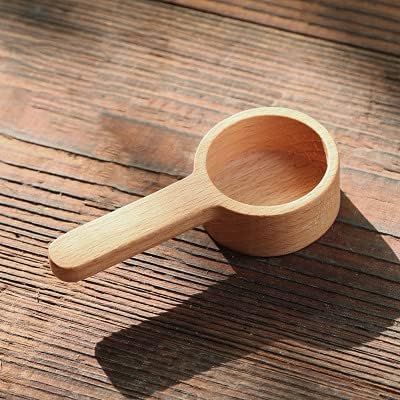 Coffee Spoons, CISHNOU Wooden Coffee Ground Spoon, Measuring for Ground Beans or tea, Soup Cooking Mixing Stirrer Kitchen Tools Utensils, 1 Wooden Tea Scoop(Wood Color)