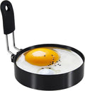 3.5'' Egg Rings with Silicone Handle, Stainless Steel Egg Cooking Rings，Nonstick，For Frying Eggs and English Muffins Pancake, Egg Mold Shaper For Breakfast