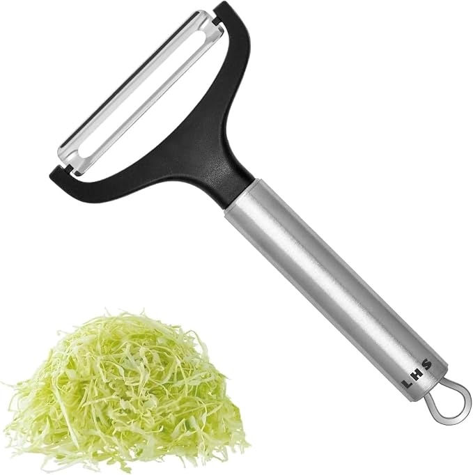 LHS Cabbage Peeler for Kitchen, Wide Mouth Vegetable Peeler, Stainless Steel Fruit Shredder Slicer with Non-Slip Handle and Sharp Blade