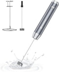 Maestri House LunaFro Rechargeable Milk Frother,Stand & 2 Detachable Whisks | 8000RPM Turbo Motor, 1200mAh lithium battery, Handheld Milk Frother for Lattes, Cappuccino, Matcha & Powdered Supplements